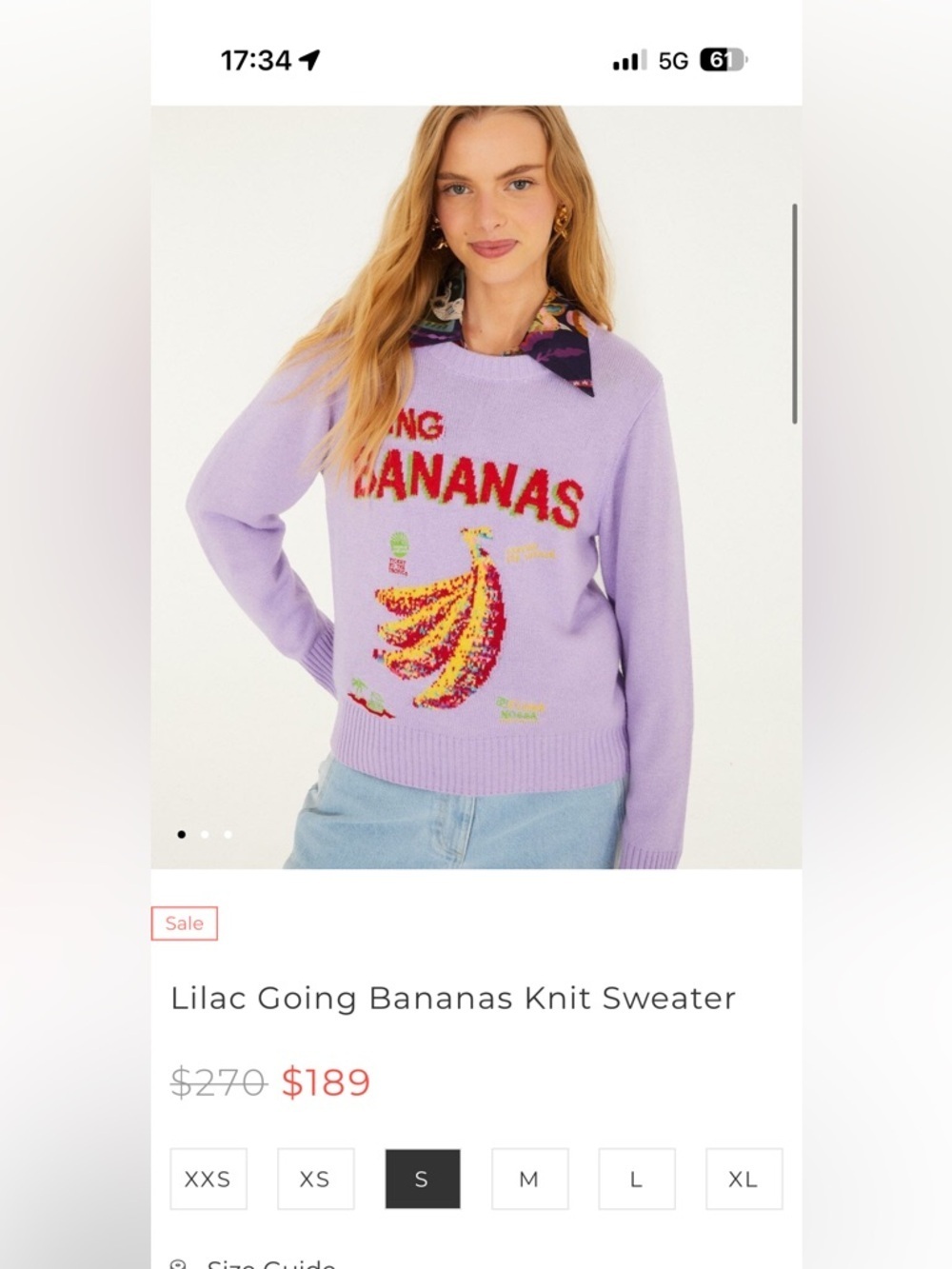 Farm Rio: Lilac Going Bananas Knit Sweater - Picture 9 of 9